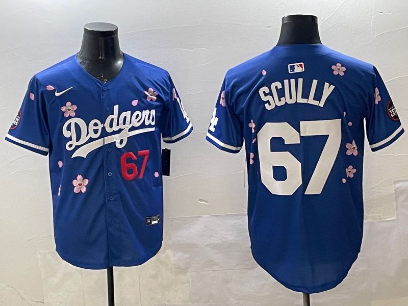 Men Los Angeles Dodgers #67 Scully Blue Sakura Edition 2025 Nike MLB Jersey style 8->women mlb jersey->Women Jersey